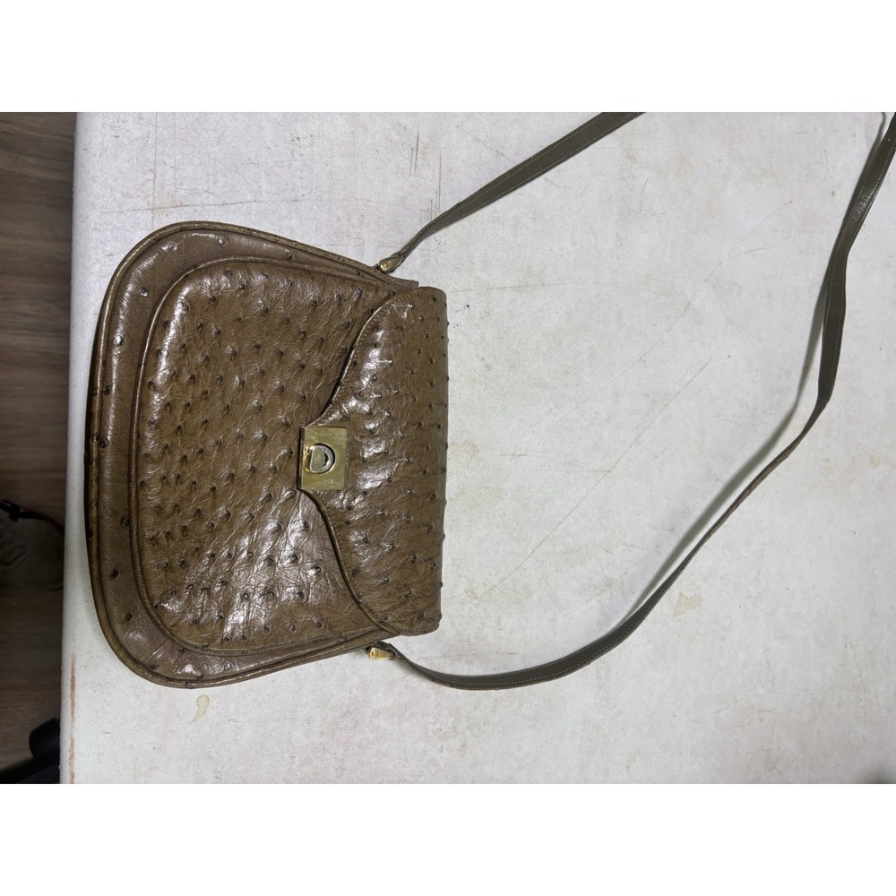 Luc Benoit Shoulder Bag Purse Neutral Ostrich Leather Timeless Aesthetic VTG